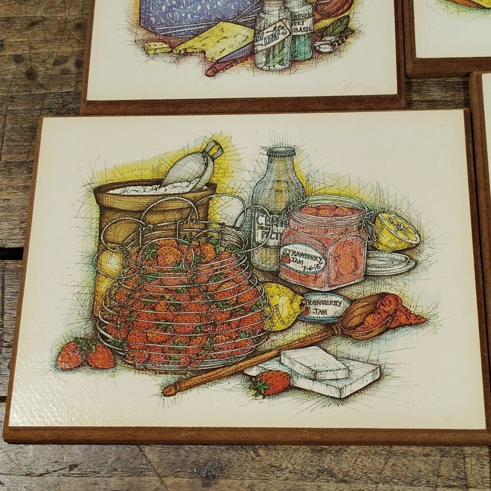 Vintage Set of 4 Plaque Kitchen Decor Farmhouse Wall Hanging Retro Primitive - Picture 5 of 8